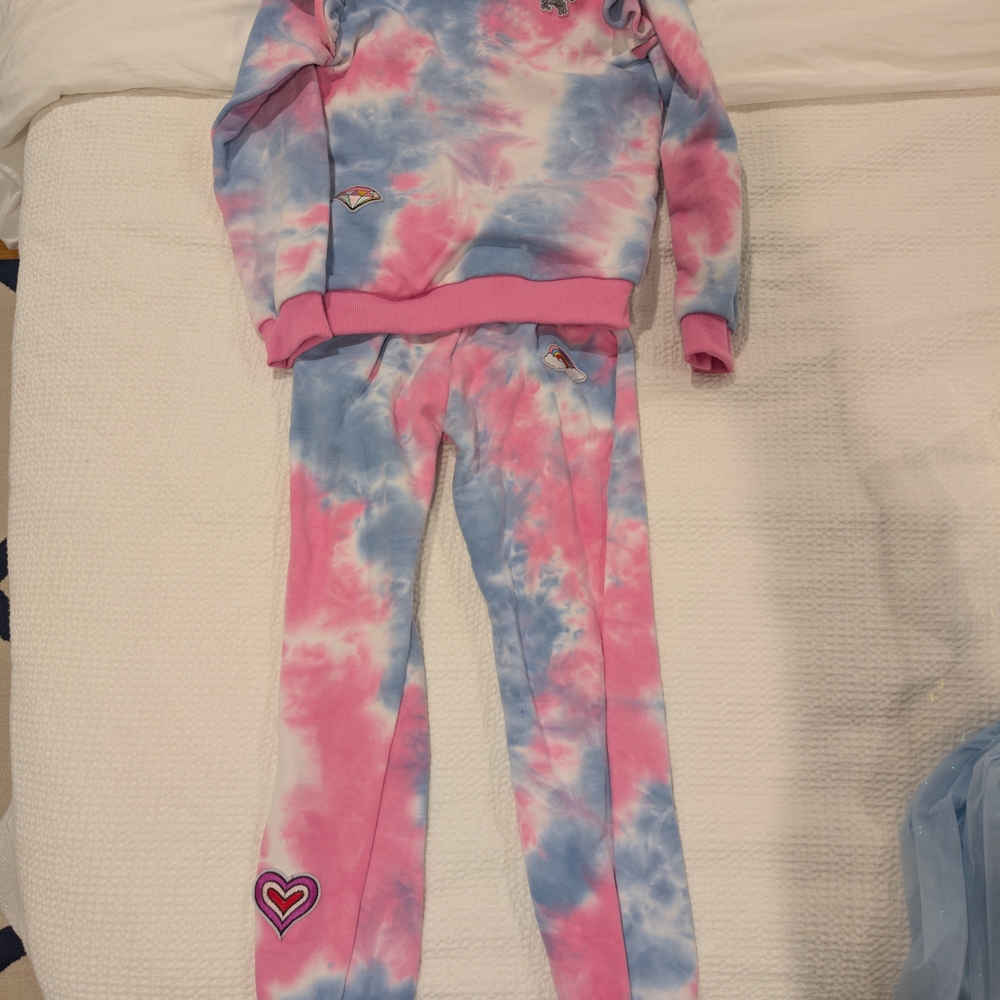 Lola + The Boys Pink and Blue Tie-Dye Joggers
